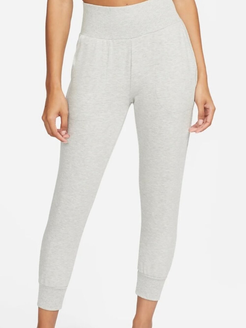 NWT NIKE Light Gray Heather Fleece Yoga Flow Hyper 7/8 Pants in Women's X-Large